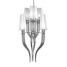 Diablo lampa wisząca 12x11W E14 230V chrom + biały abażur
